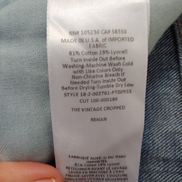 Current/Elliot The Vintage Cropped Jeans Blue Size 26 - Picture 16 of 16